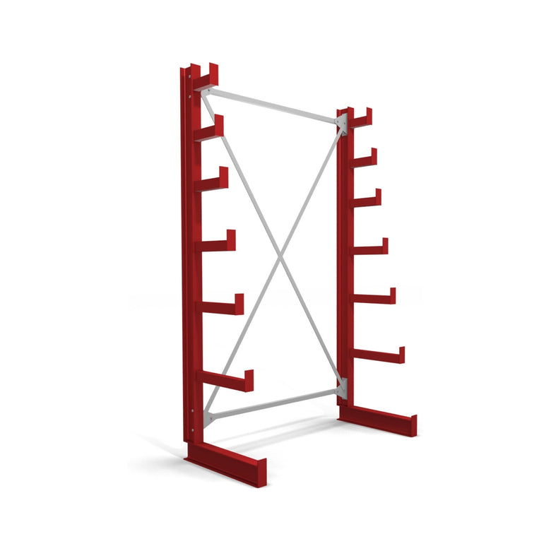 STIER cantilever racking one-sided 1 bay with 6 descending levels 1300x2000x500mm fire red