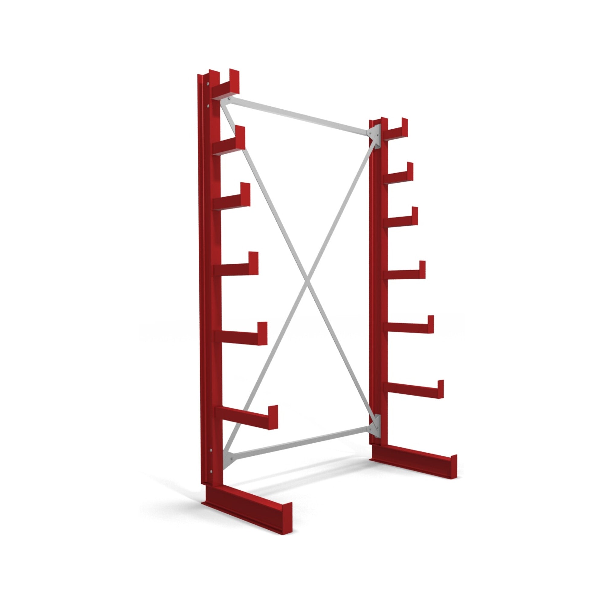 STIER Kragarmregal einseitig 1 Feld mit 6 absteigenden Ebenen 1300x2000x500mm feuerrot
