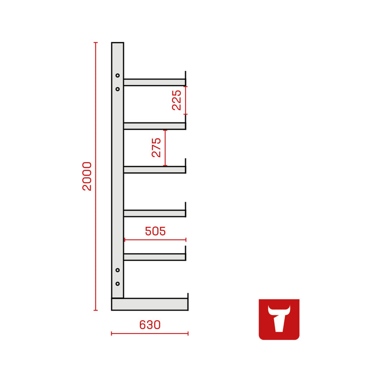 STIER cantilever rack one-sided 5 levels storage rack with various field numbers