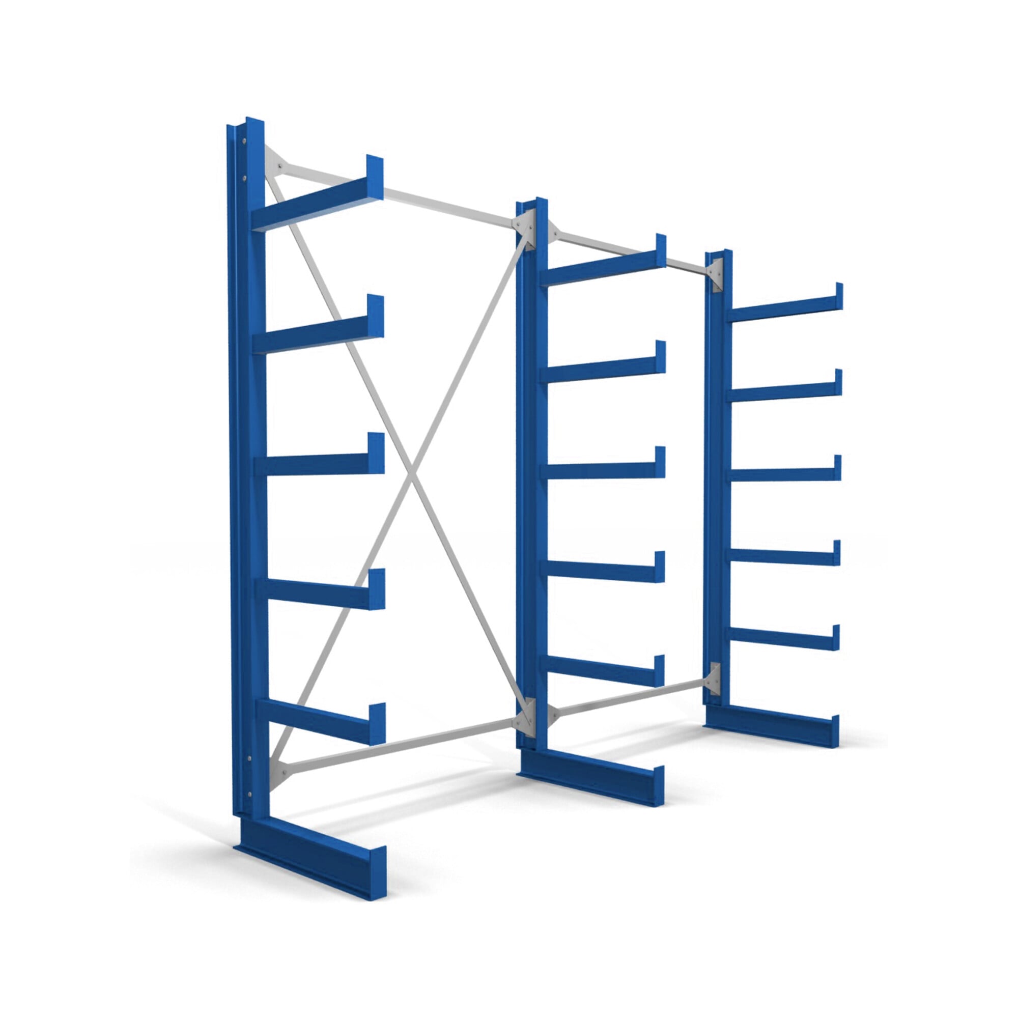 STIER cantilever racking, single-sided, 1 bay with 5 levels, 1300x2000x500mm, gentian blue