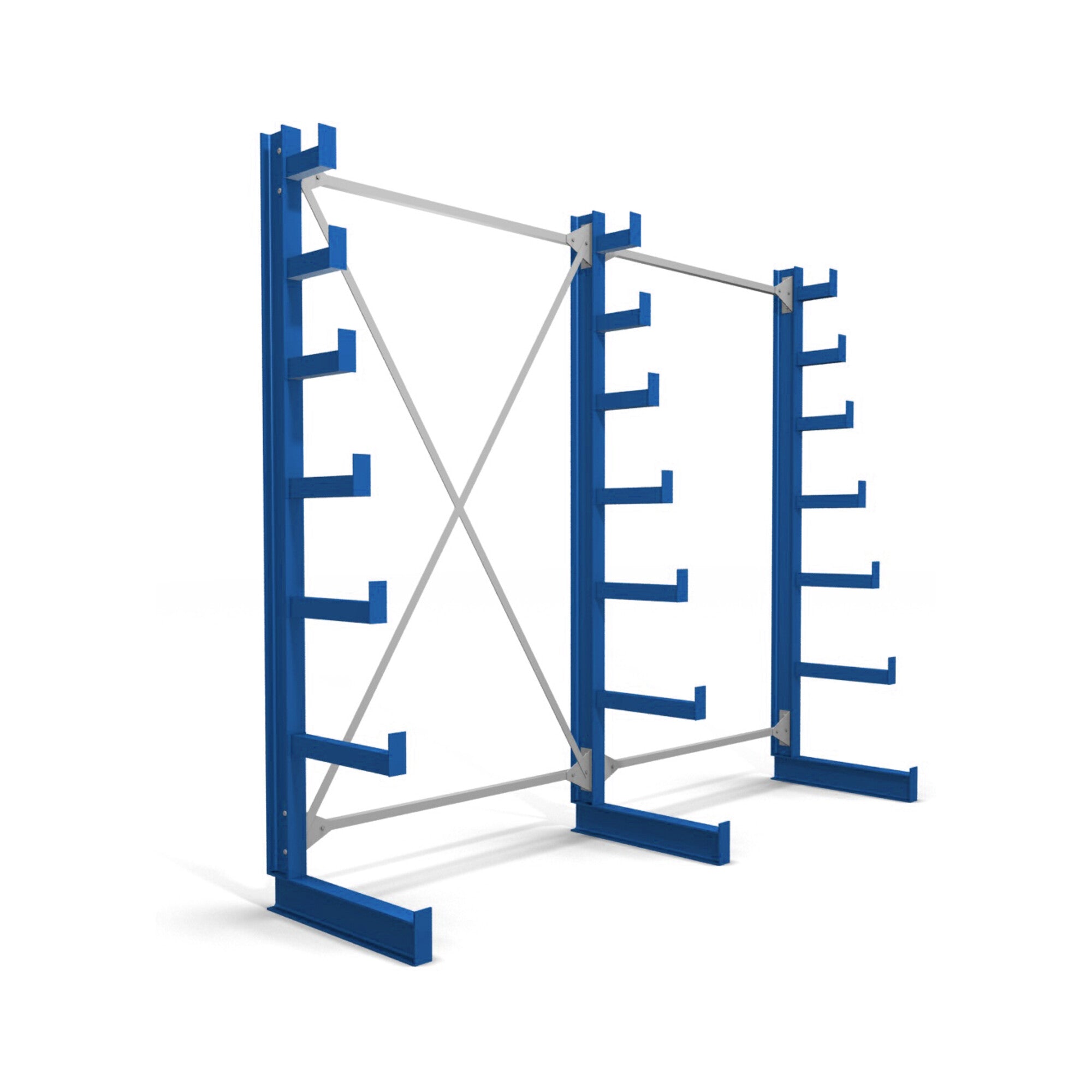STIER cantilever racking, single-sided, 1 bay with 6 descending levels, 1300x2000x500mm, gentian blue