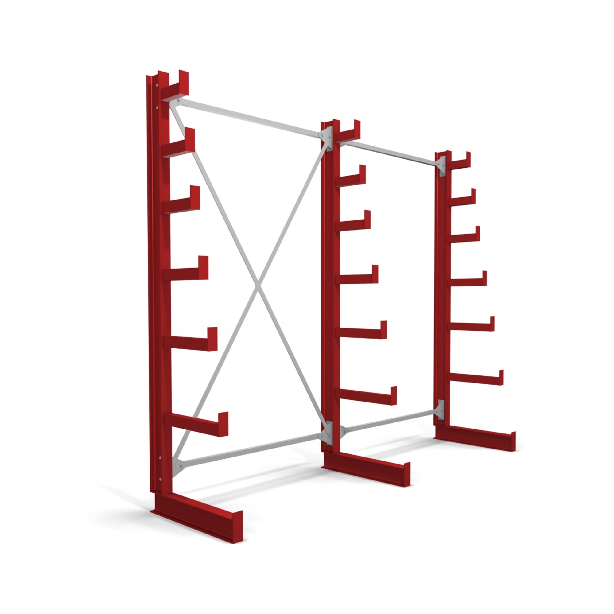 STIER cantilever racking one-sided 1 bay with 6 descending levels 1300x2000x500mm fire red