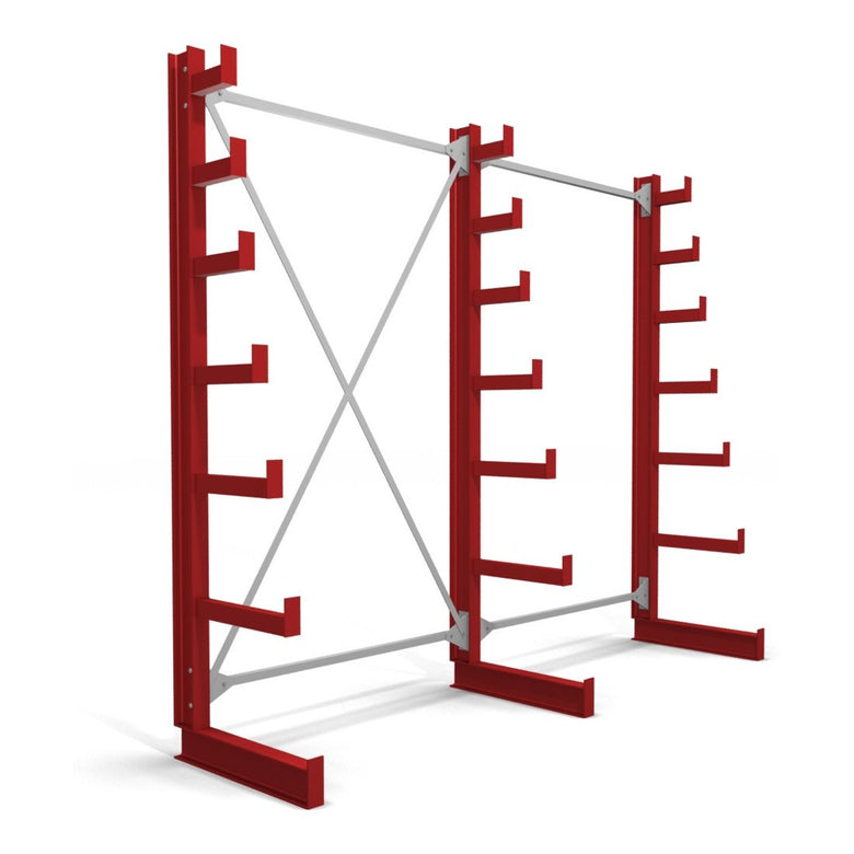 STIER Kragarmregal einseitig 1 Feld mit 6 absteigenden Ebenen 1300x2000x500mm feuerrot