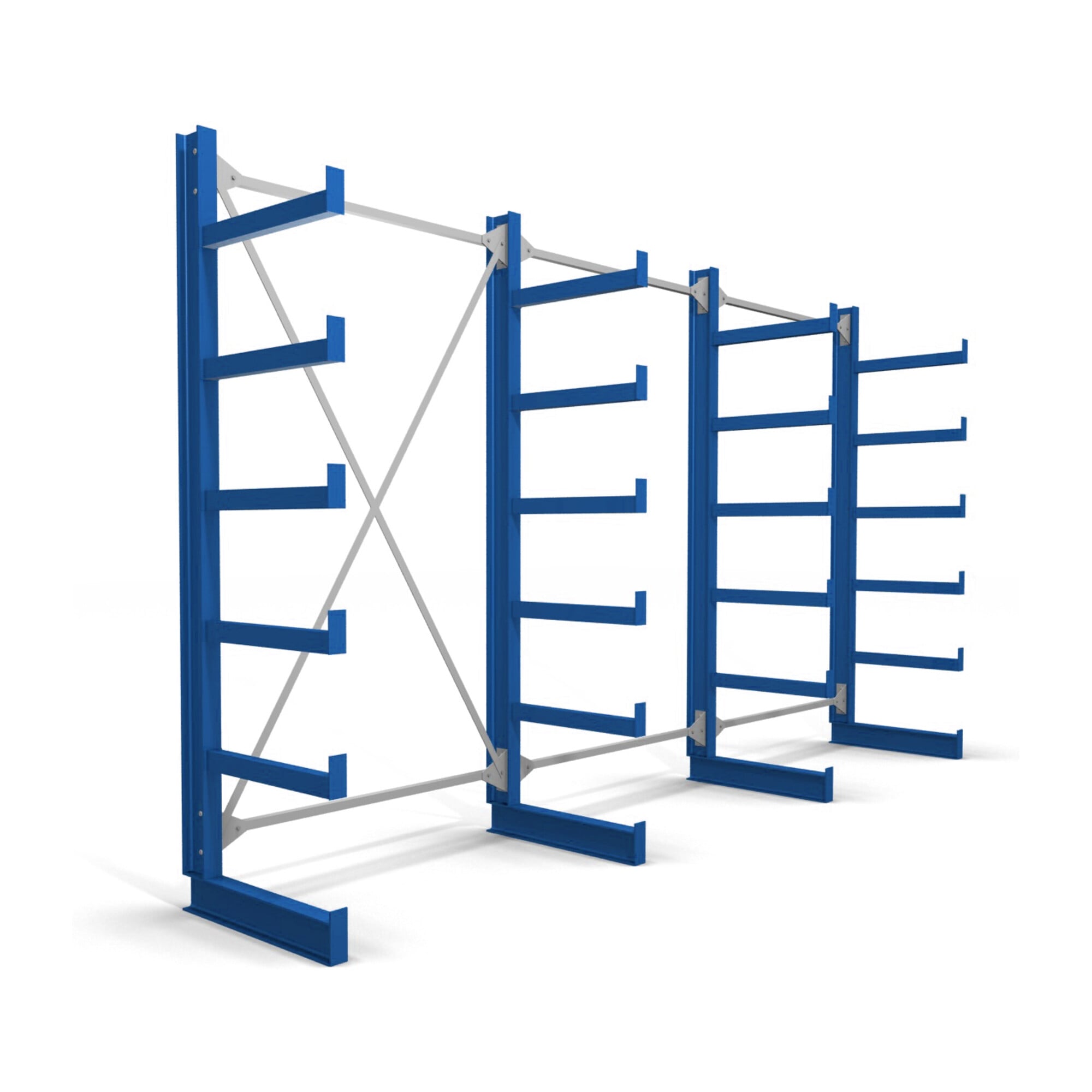 STIER cantilever racking, single-sided, 1 bay with 5 levels, 1300x2000x500mm, gentian blue