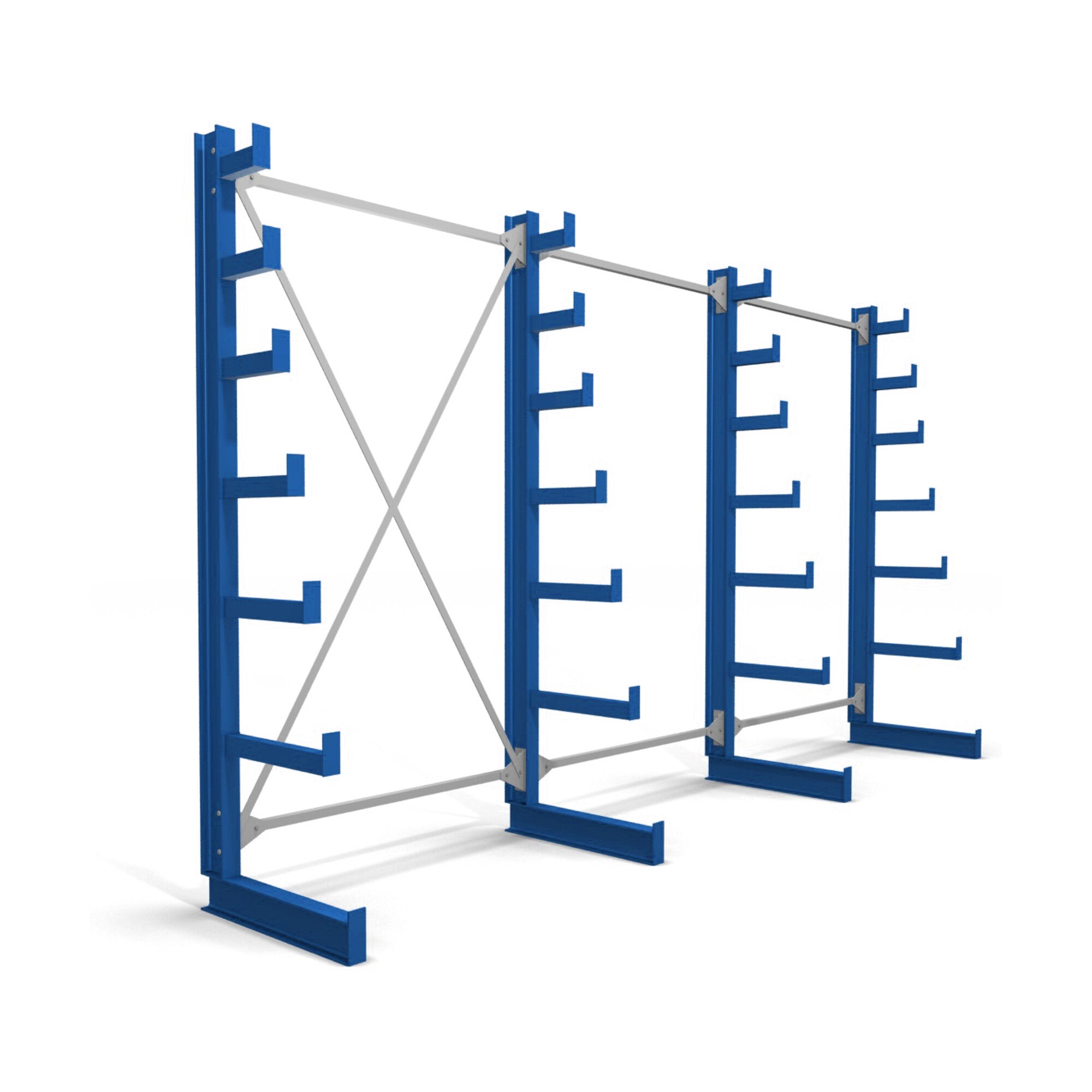 STIER cantilever racking, single-sided, 1 bay with 6 descending levels, 1300x2000x500mm, gentian blue