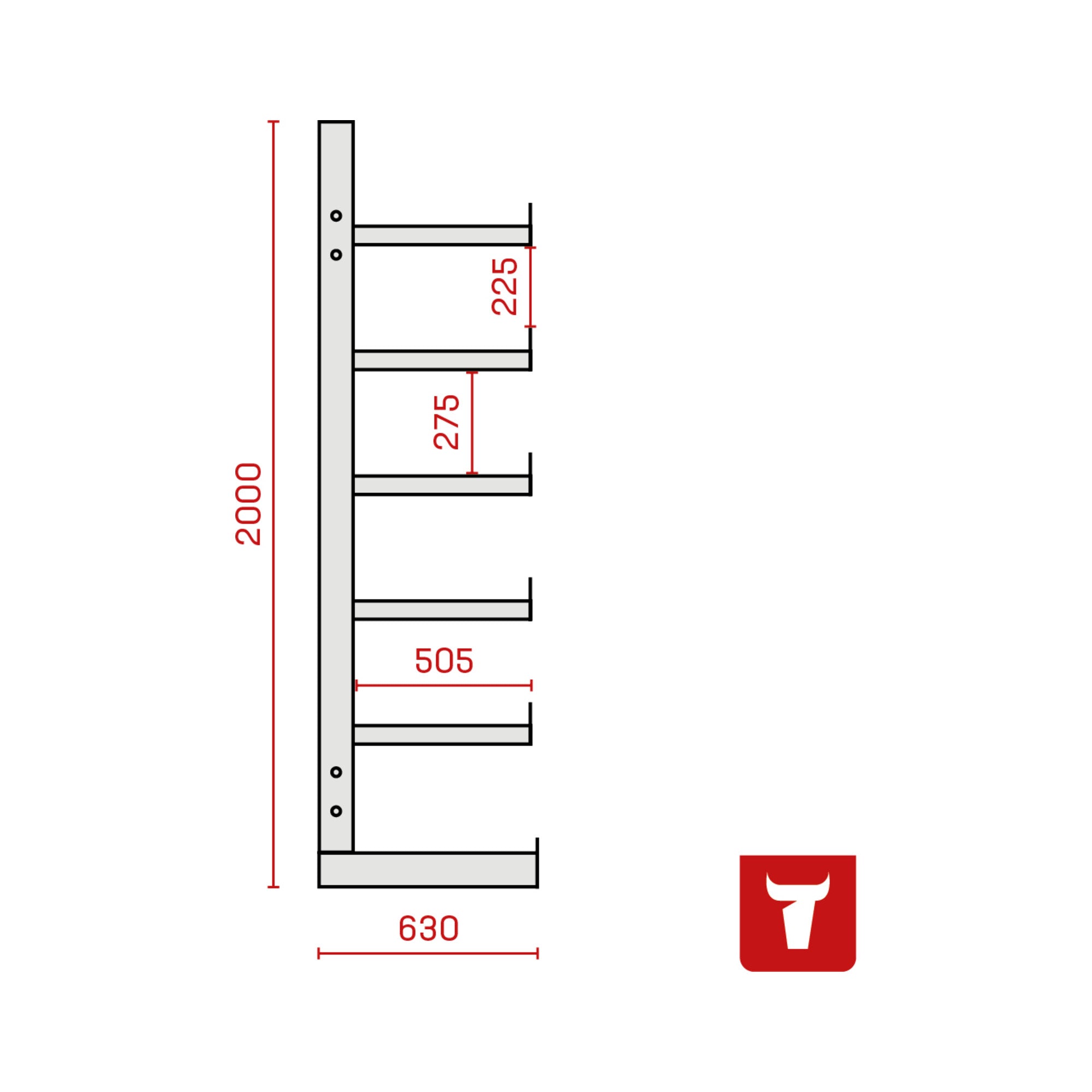 STIER cantilever rack one-sided 5 levels storage rack with various field numbers