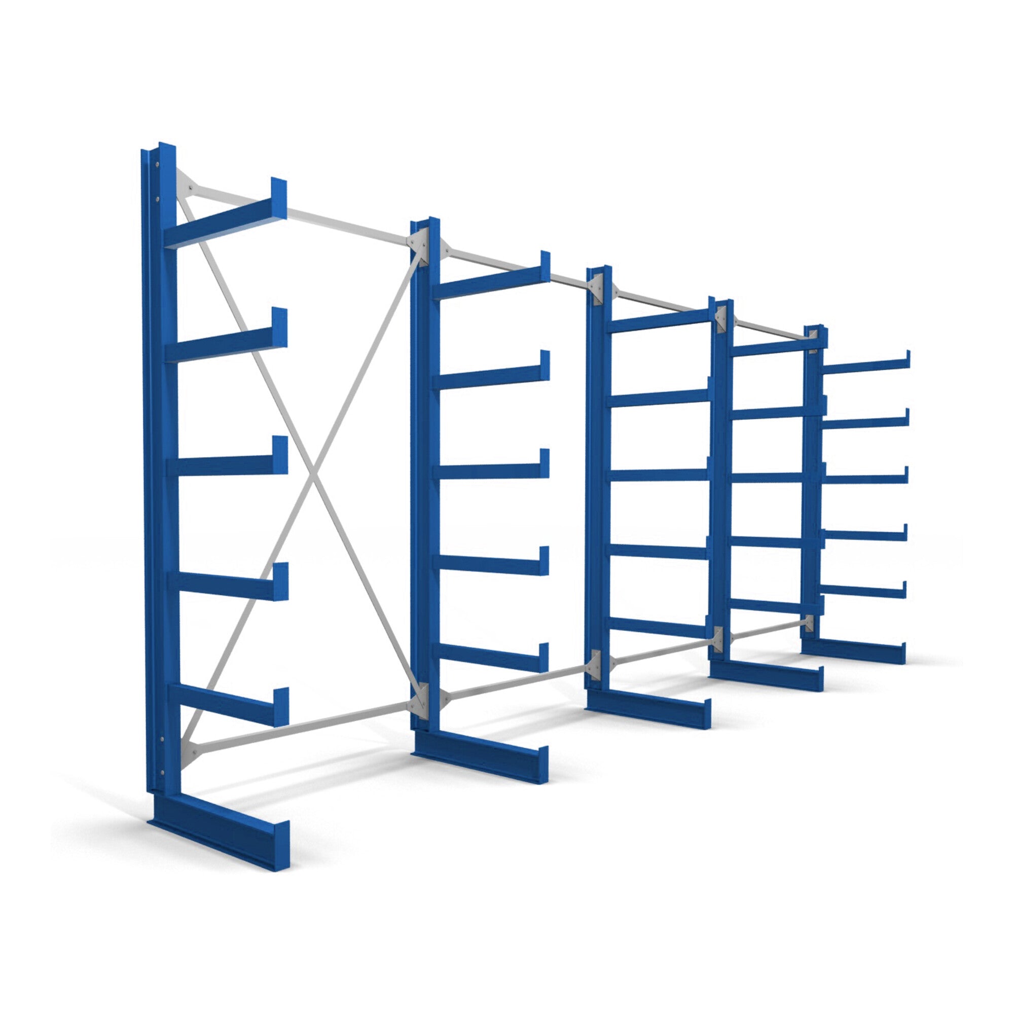 STIER cantilever racking, single-sided, 1 bay with 5 levels, 1300x2000x500mm, gentian blue