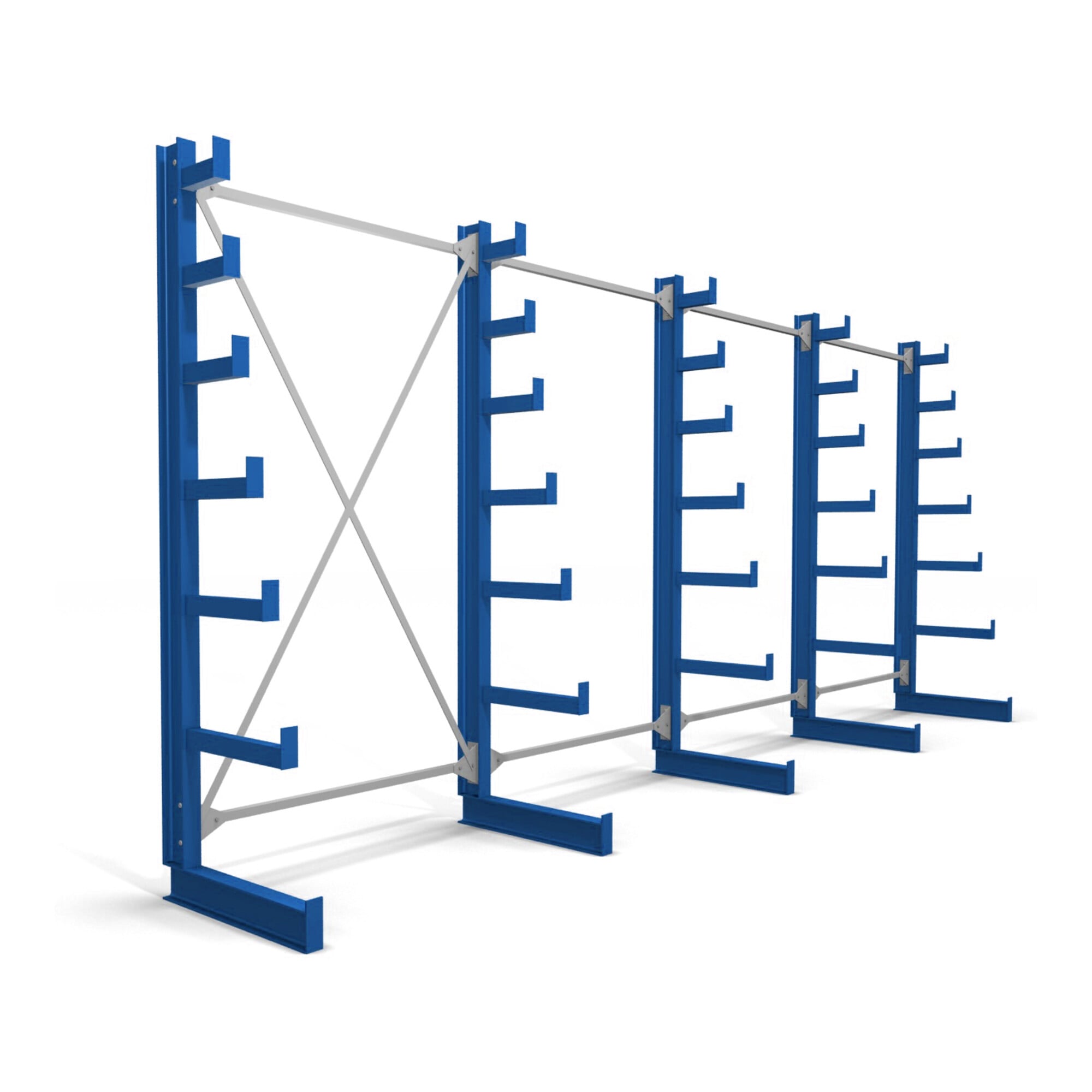STIER cantilever racking, single-sided, 1 bay with 6 descending levels, 1300x2000x500mm, gentian blue