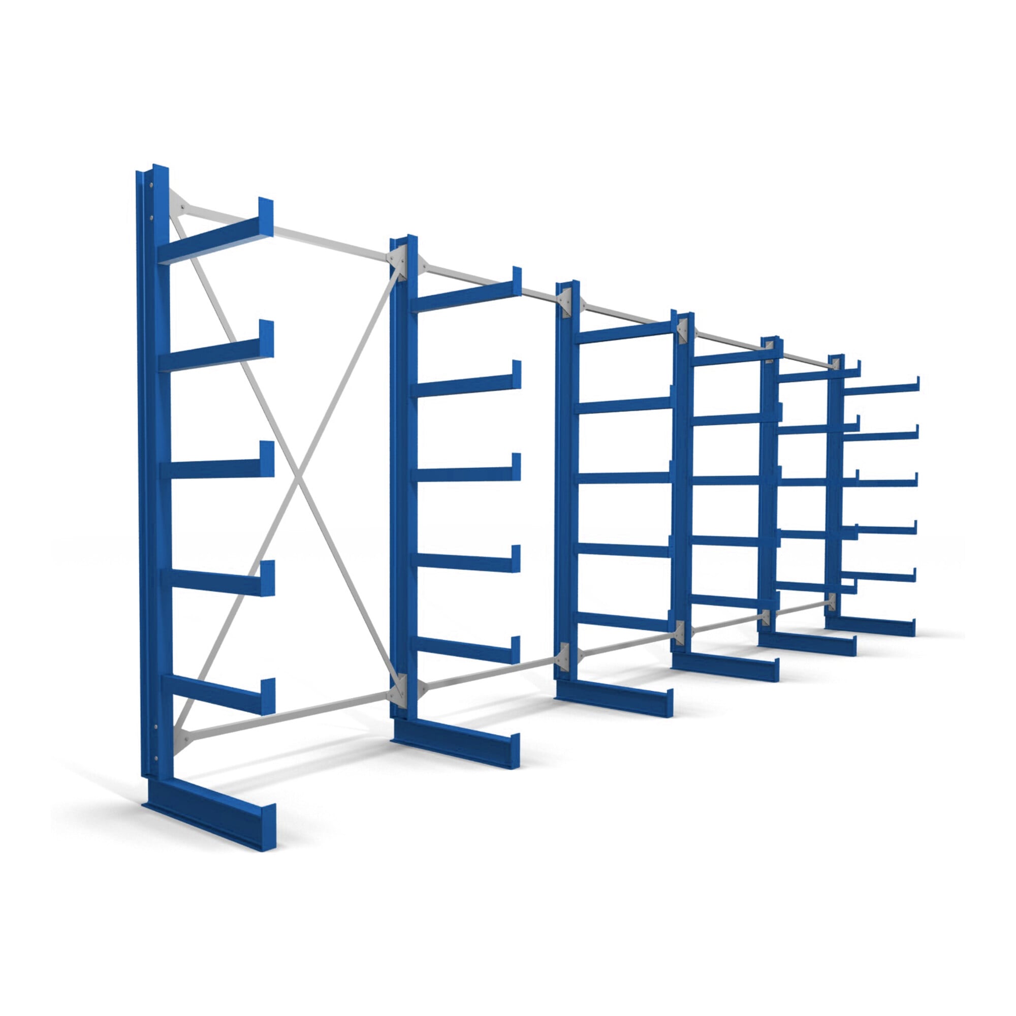 STIER cantilever racking, single-sided, 1 bay with 5 levels, 1300x2000x500mm, gentian blue
