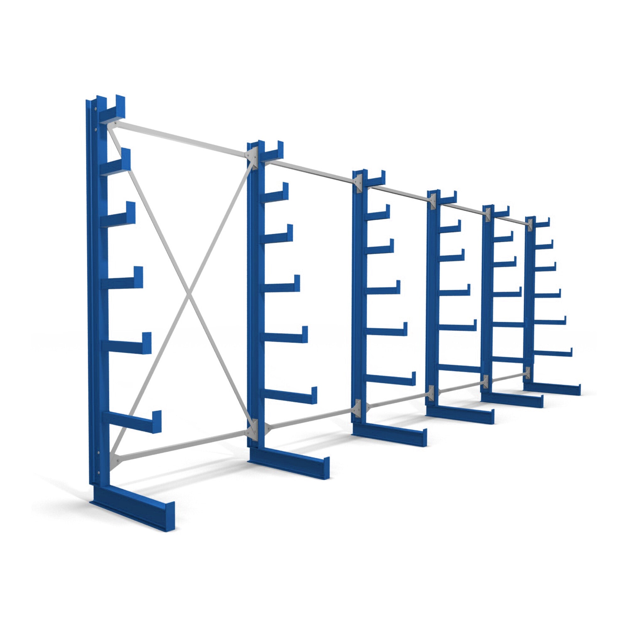 STIER cantilever racking, single-sided, 1 bay with 6 descending levels, 1300x2000x500mm, gentian blue