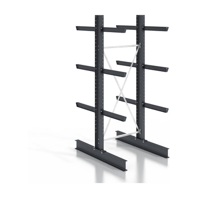 STIER cantilever rack, screwable, double-sided, 1 bay with 3 levels, 1280x2530x400mm