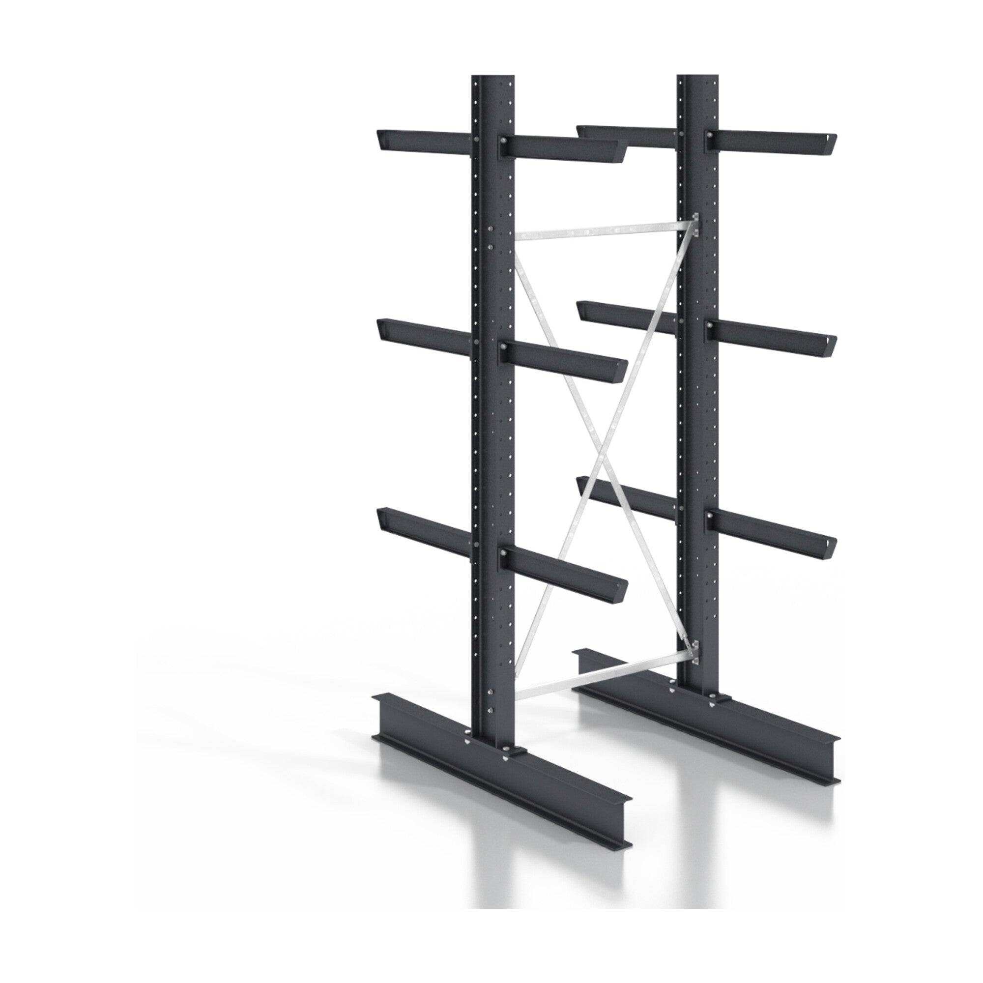 STIER cantilever rack, screwable, double-sided, 1 bay with 3 levels, 1280x2550x800mm