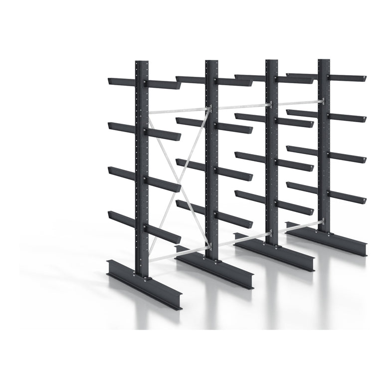 STIER cantilever rack, screwable, double-sided, 3 bays with 4 levels, 3840x2550x800mm