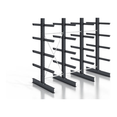 STIER cantilever rack, screwable, double-sided, 3 bays with 4 levels, 3840x3550x800mm