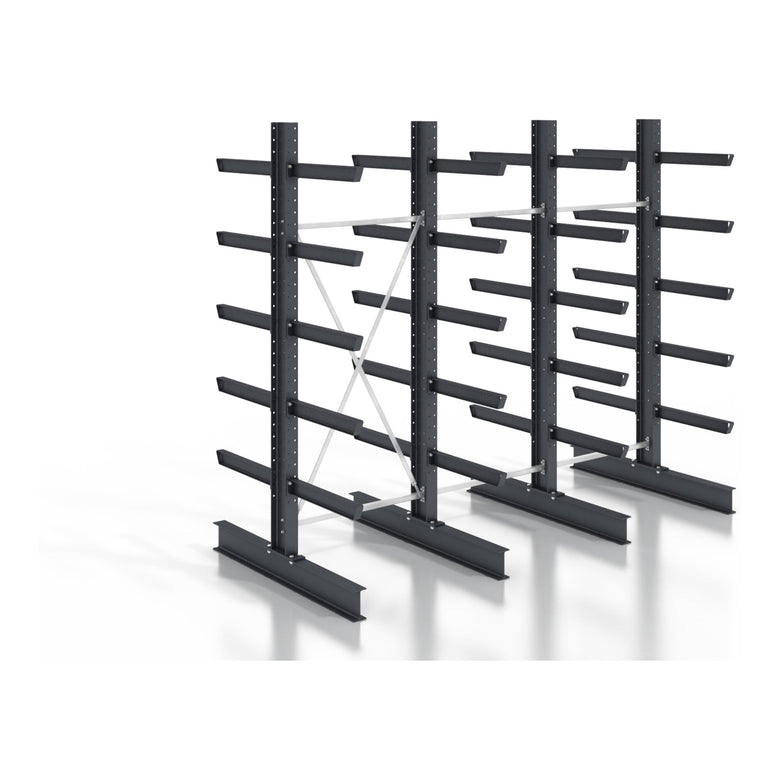 STIER cantilever rack, screwable, double-sided, 3 bays with 5 levels, 3840x3530x400mm
