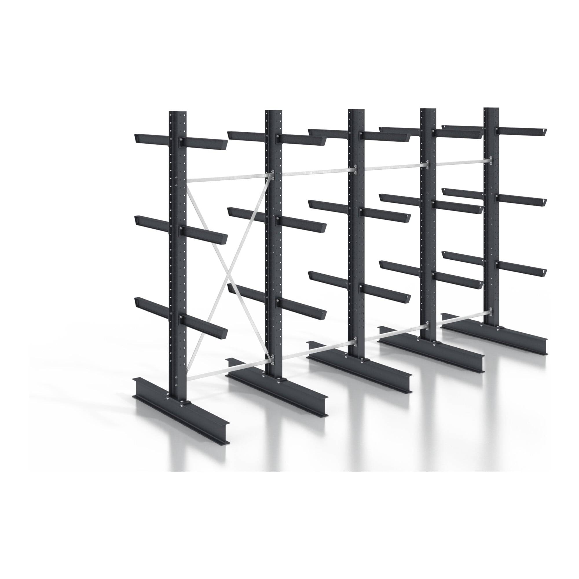 STIER cantilever rack, screwable, double-sided, 4 bays with 3 levels, 5120x2530x400mm