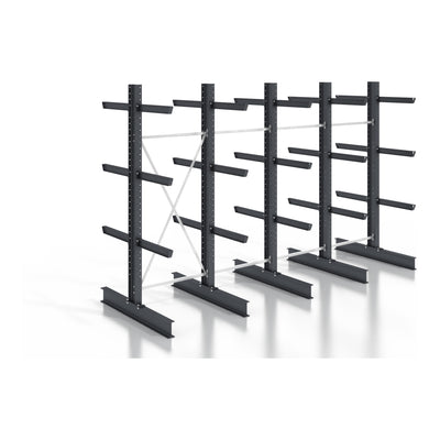 STIER cantilever rack, screwable, double-sided, 4 bays with 3 levels, 5120x2530x400mm
