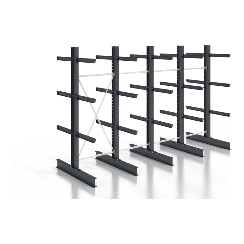 STIER cantilever rack, screwable, double-sided, 4 bays with 3 levels, 5120x2530x400mm