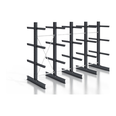 STIER cantilever rack, screwable, double-sided, 4 bays with 3 levels, 5120x2550x800mm