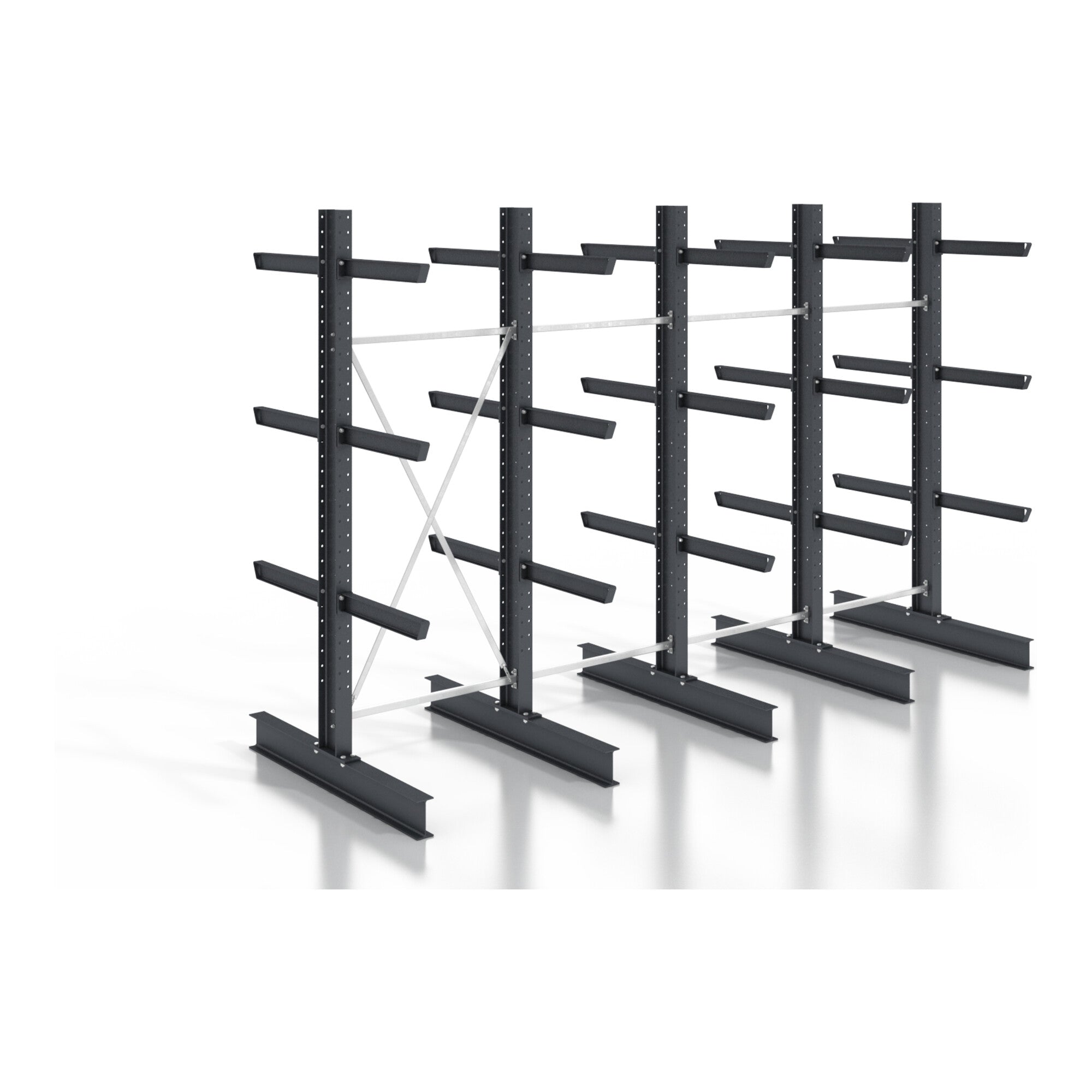 STIER cantilever rack, screwable, double-sided, 4 bays with 3 levels, 5120x2550x800mm