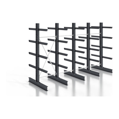 STIER cantilever rack, screwable, double-sided, 4 bays with 4 levels, 5120x3150x800mm