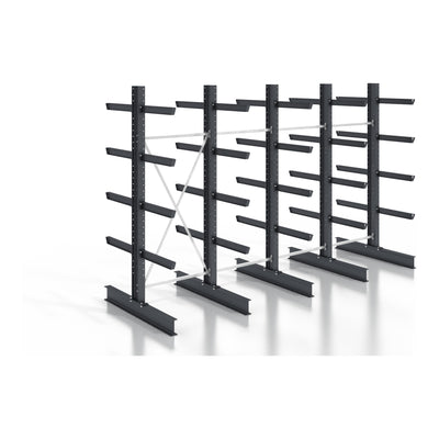 STIER cantilever rack, screwable, double-sided, 4 bays with 4 levels, 5120x3550x800mm