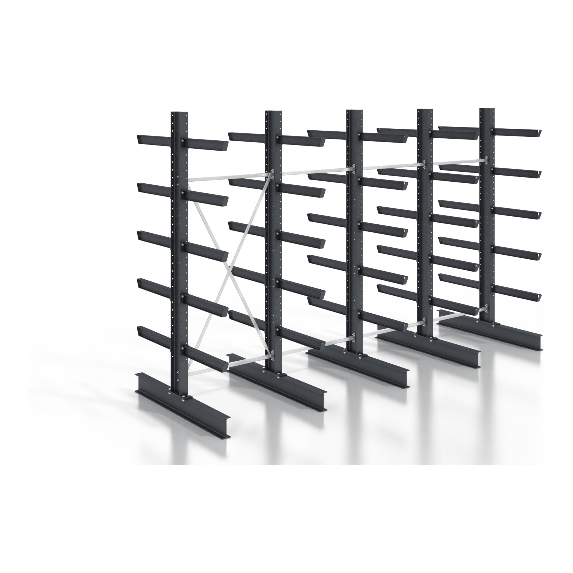 STIER cantilever rack, screwable, double-sided, 4 bays with 5 levels, 5120x3530x400mm