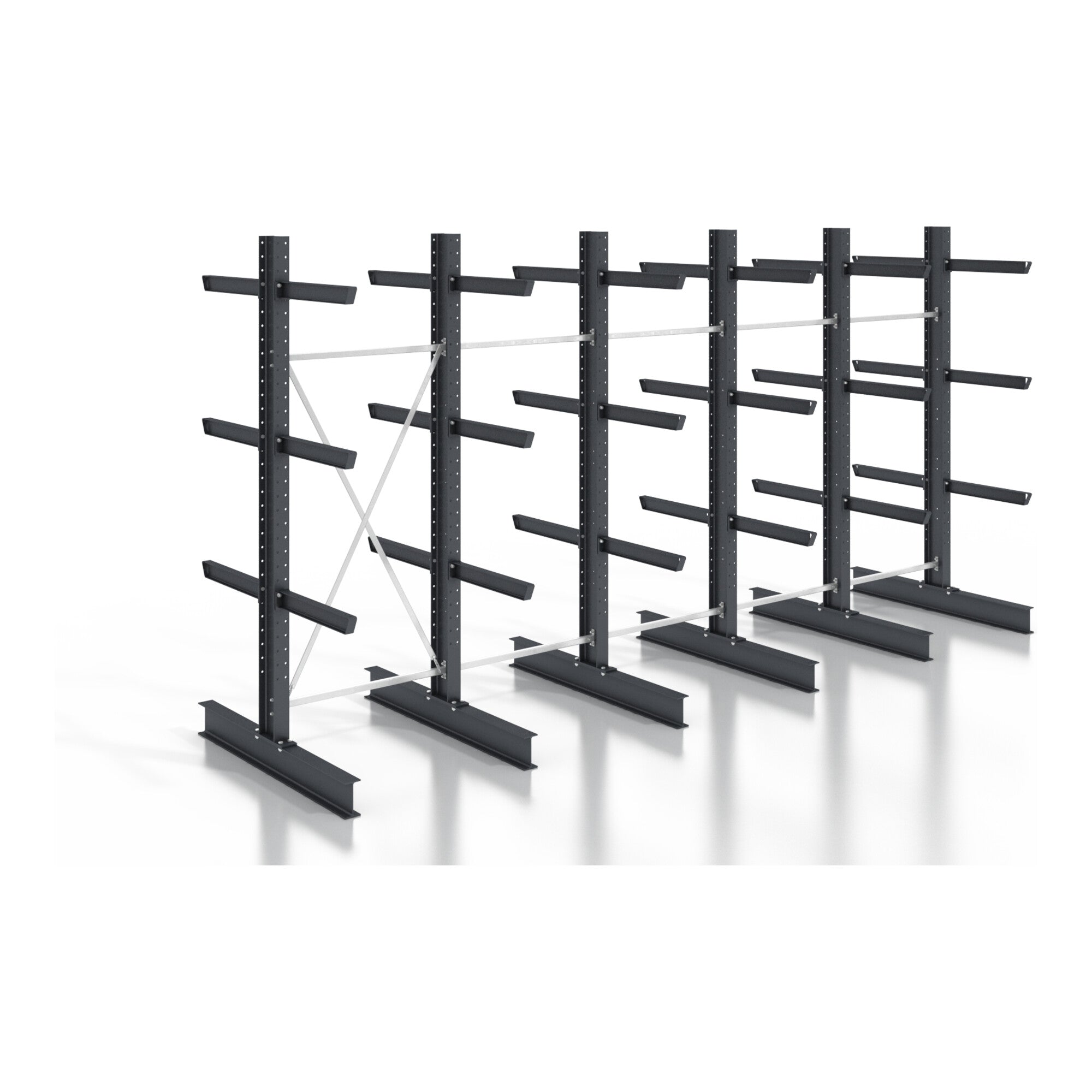 STIER cantilever rack, screwable, double-sided, 5 bays with 3 levels, 6400x2530x400mm