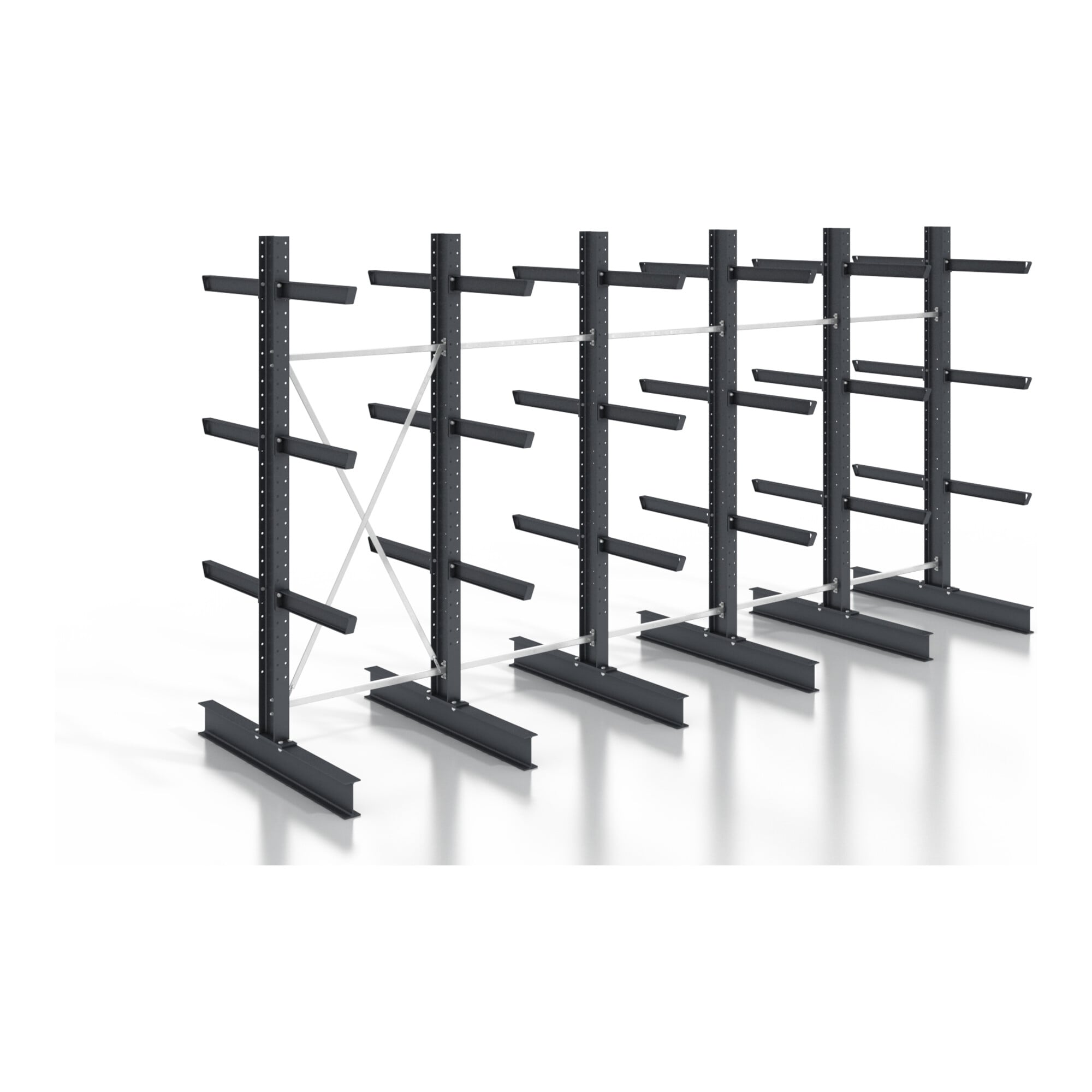 STIER cantilever rack, screwable, double-sided, 5 bays with 3 levels, 6400x2550x800mm