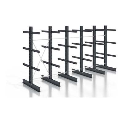 STIER cantilever rack, screwable, double-sided, 5 bays with 3 levels, 6400x2550x800mm