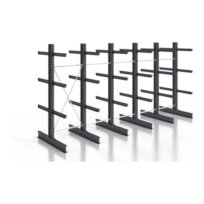 STIER cantilever rack, screwable, double-sided, 5 bays with 3 levels, 6400x2550x800mm