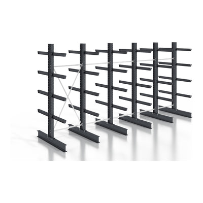 STIER cantilever rack, screwable, double-sided, 5 bays with 4 levels, 6400x3150x800mm