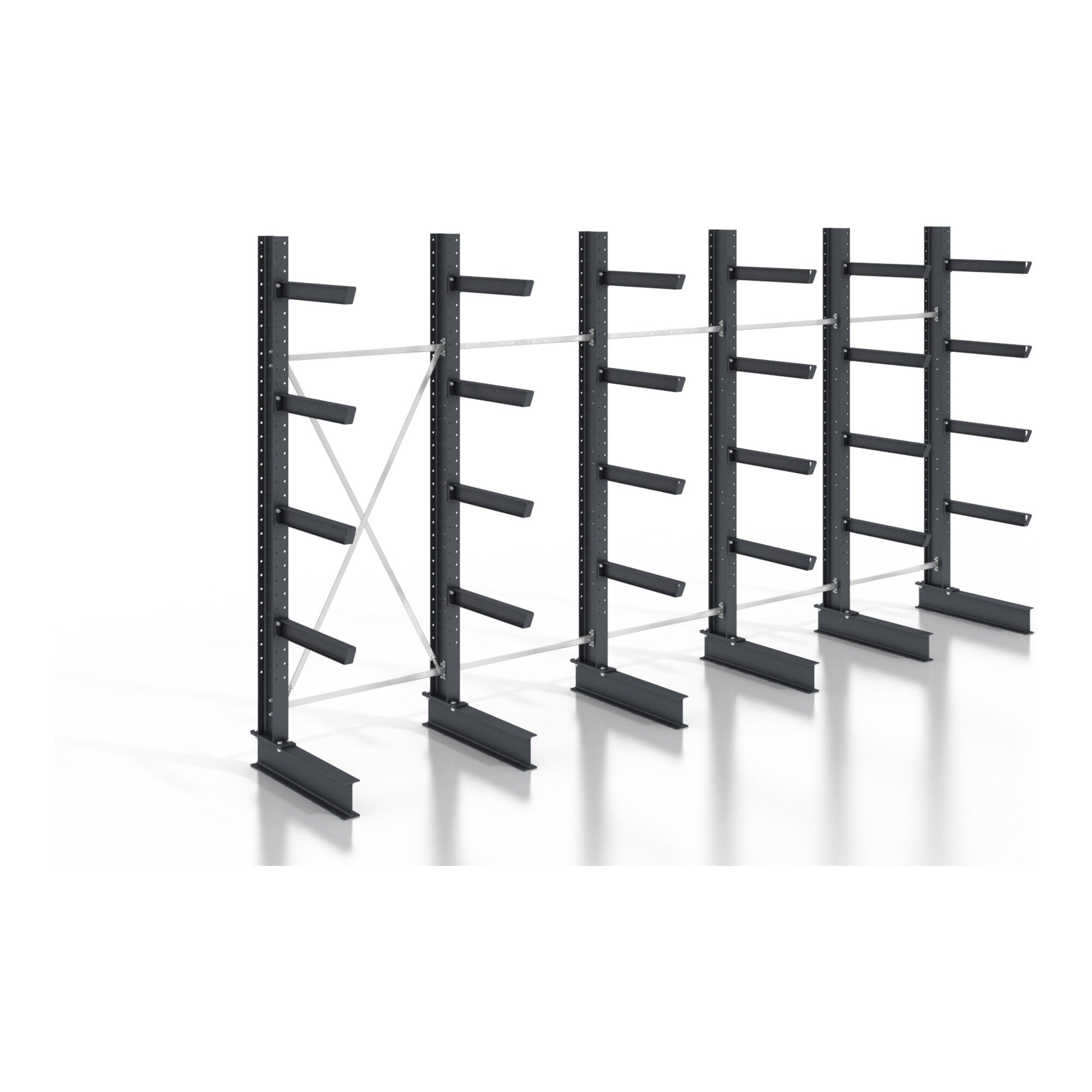 STIER cantilever rack, screwable, double-sided, 5 bays with 4 levels, 6400x3550x800mm