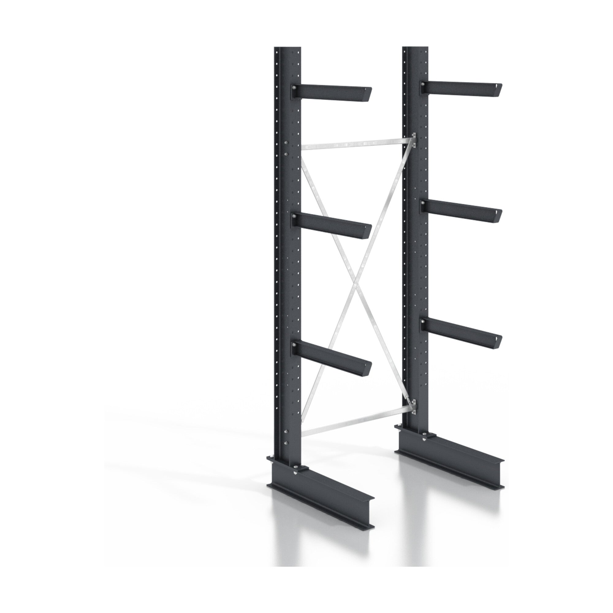 STIER cantilever rack, screwable, one-sided, 1 bay with 3 levels, 1280x2550x800mm