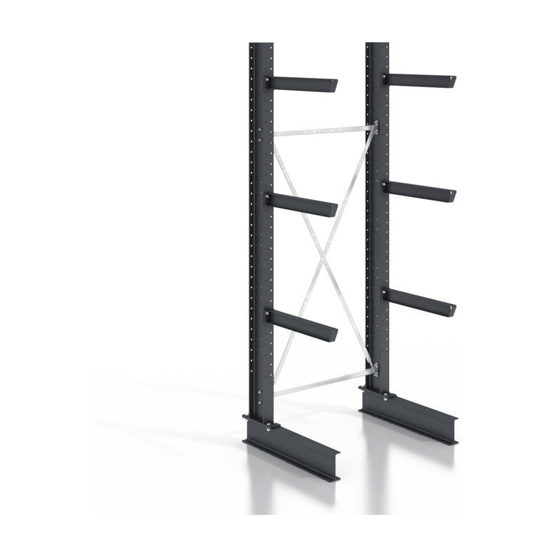 STIER cantilever rack, screwable, one-sided, 1 bay with 3 levels, 1280x2550x800mm