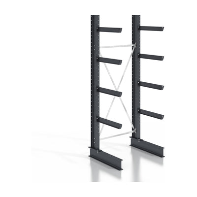STIER cantilever rack, screwable, one-sided, 1 bay with 4 levels, 1280x2550x800mm