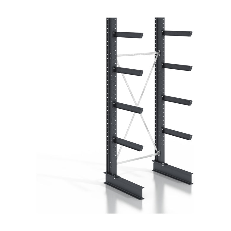 STIER cantilever rack, screwable, one-sided, 1 bay with 4 levels, 1280x3150x800mm