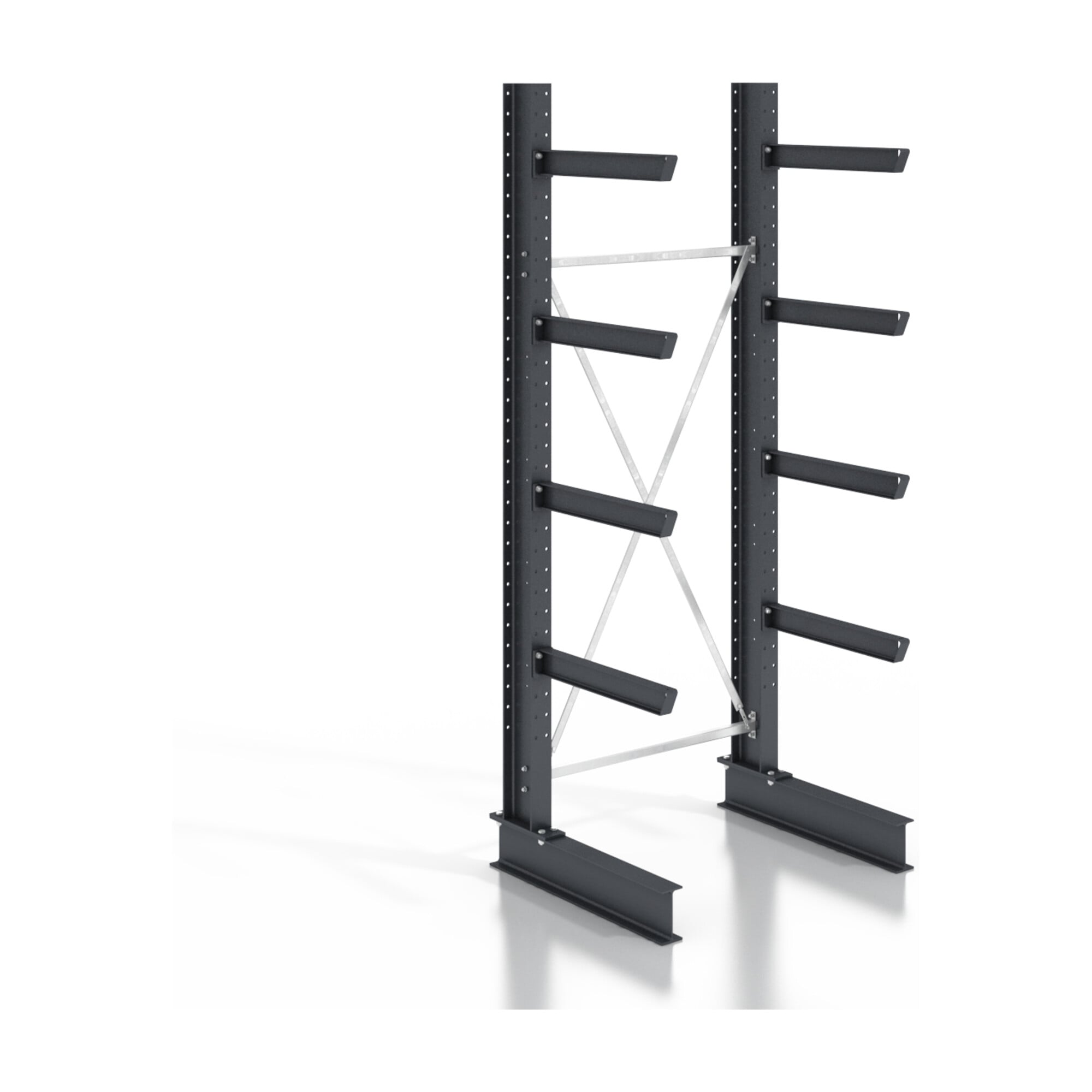 STIER cantilever rack, screwable, one-sided, 1 bay with 4 levels, 1280x3530x400mm