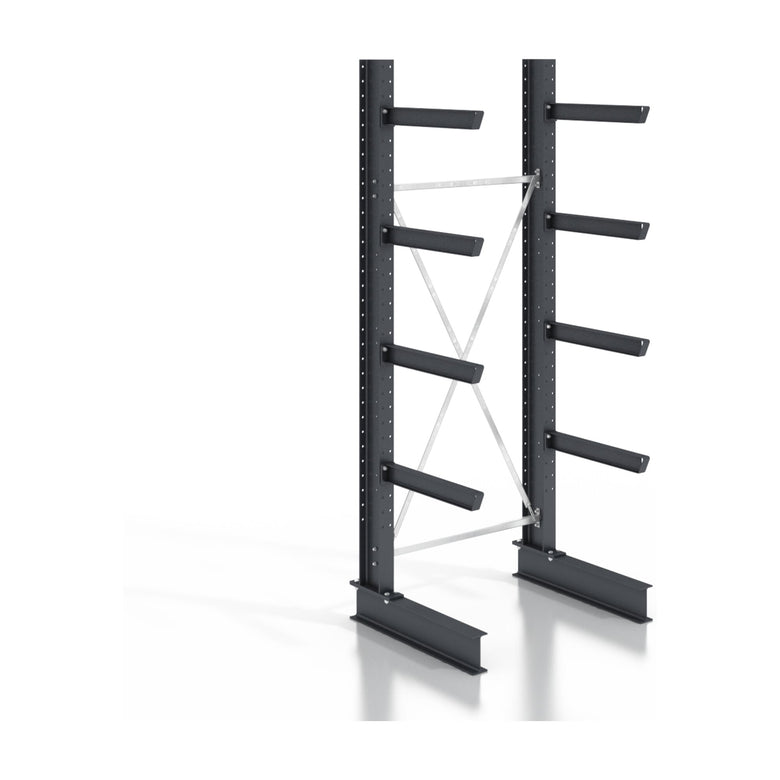 STIER cantilever rack, screwable, one-sided, 1 bay with 4 levels, 1280x3530x400mm