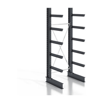 STIER cantilever rack, screwable, one-sided, 1 bay with 5 levels, 1280x3130x400mm