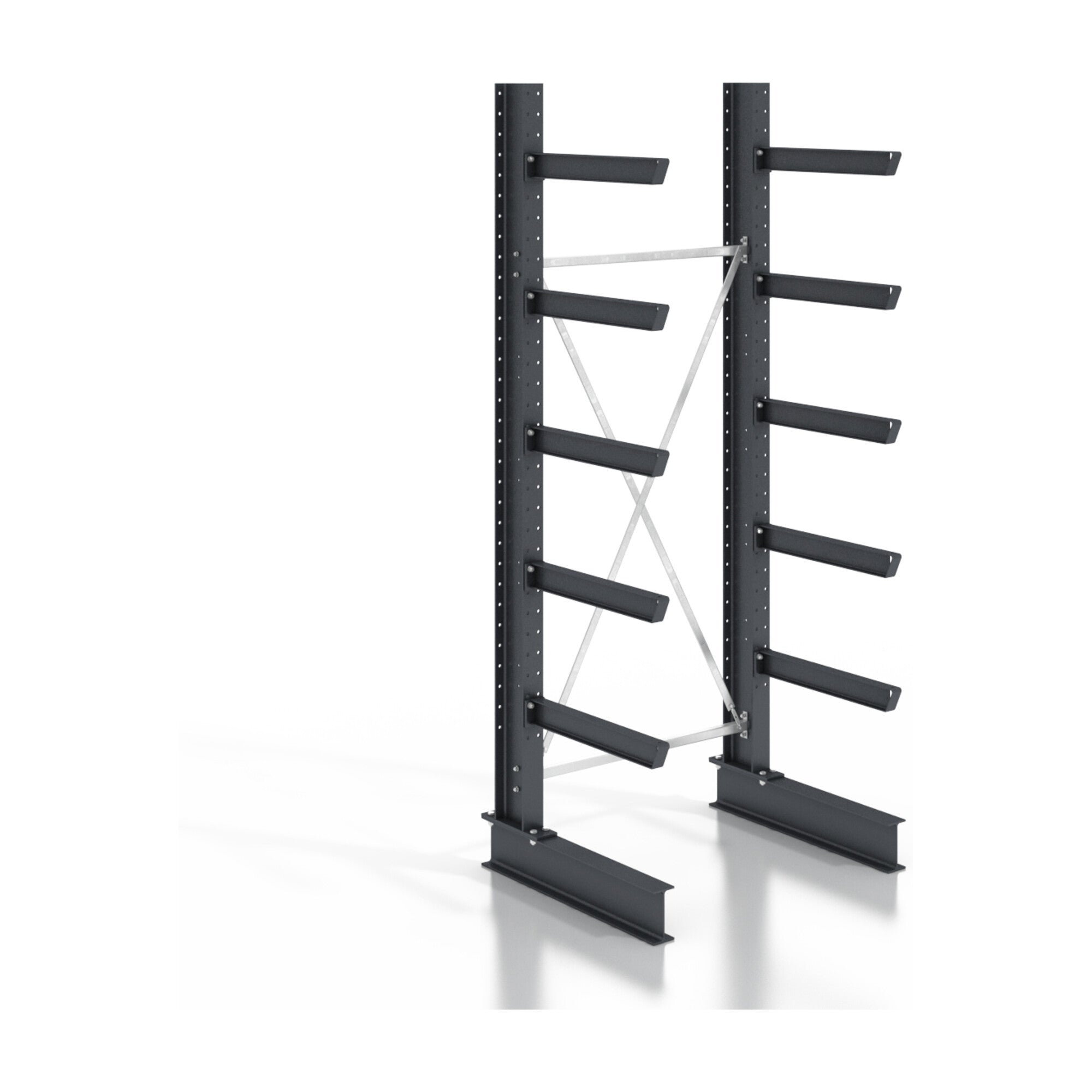 STIER cantilever rack, screwable, one-sided, 1 bay with 5 levels, 1280x3530x400mm