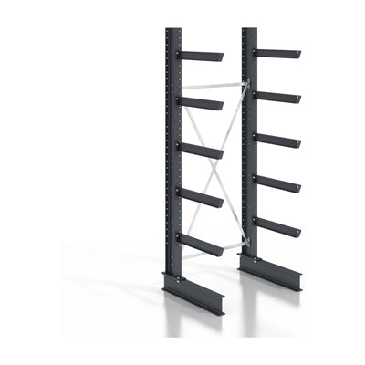 STIER cantilever rack, screwable, one-sided, 1 bay with 5 levels, 1280x3530x400mm