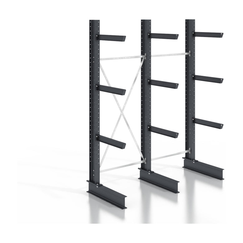 STIER cantilever rack, screwable, one-sided, 2 bays with 3 levels, 2560x2530x400mm