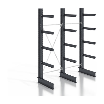 STIER cantilever rack, screwable, one-sided, 2 bays with 4 levels, 2560x3530x400mm