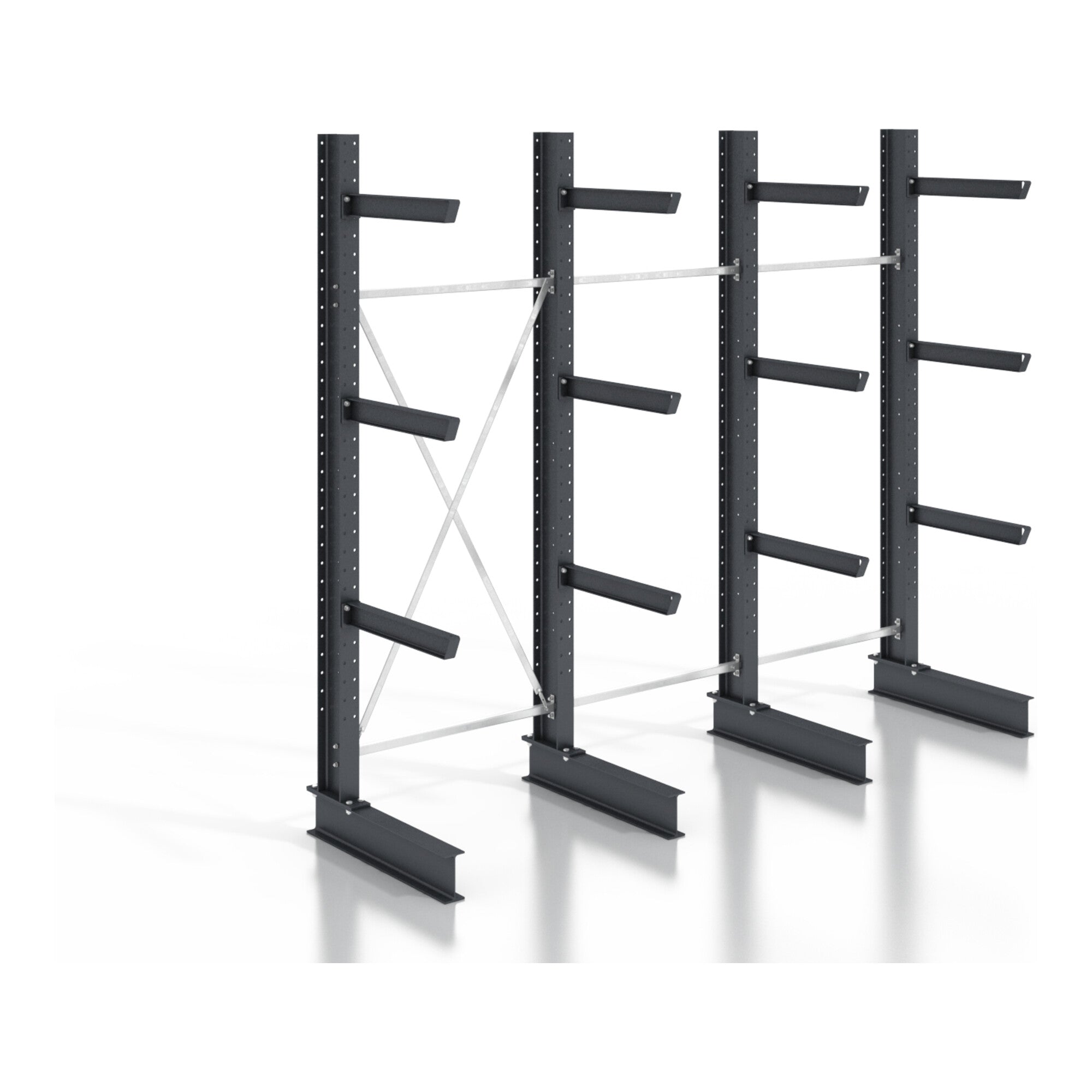 STIER cantilever rack, screwable, one-sided, 3 bays with 3 levels, 3840x2550x800mm