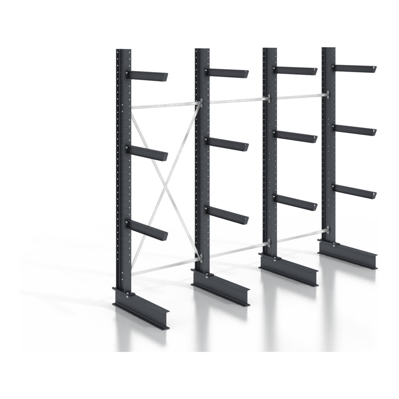 STIER cantilever rack, screwable, one-sided, 3 bays with 3 levels, 3840x2550x800mm