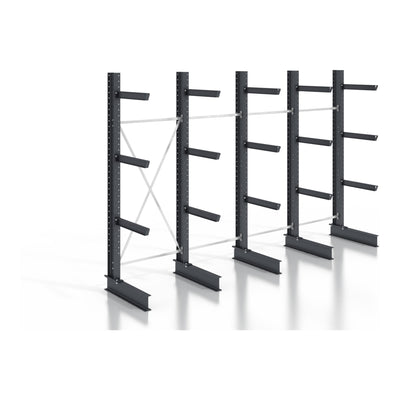 STIER cantilever rack, screwable, one-sided, 4 bays with 3 levels, 5120x2530x400mm