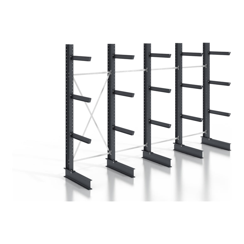 STIER cantilever rack, screwable, one-sided, 4 bays with 3 levels, 5120x2530x400mm