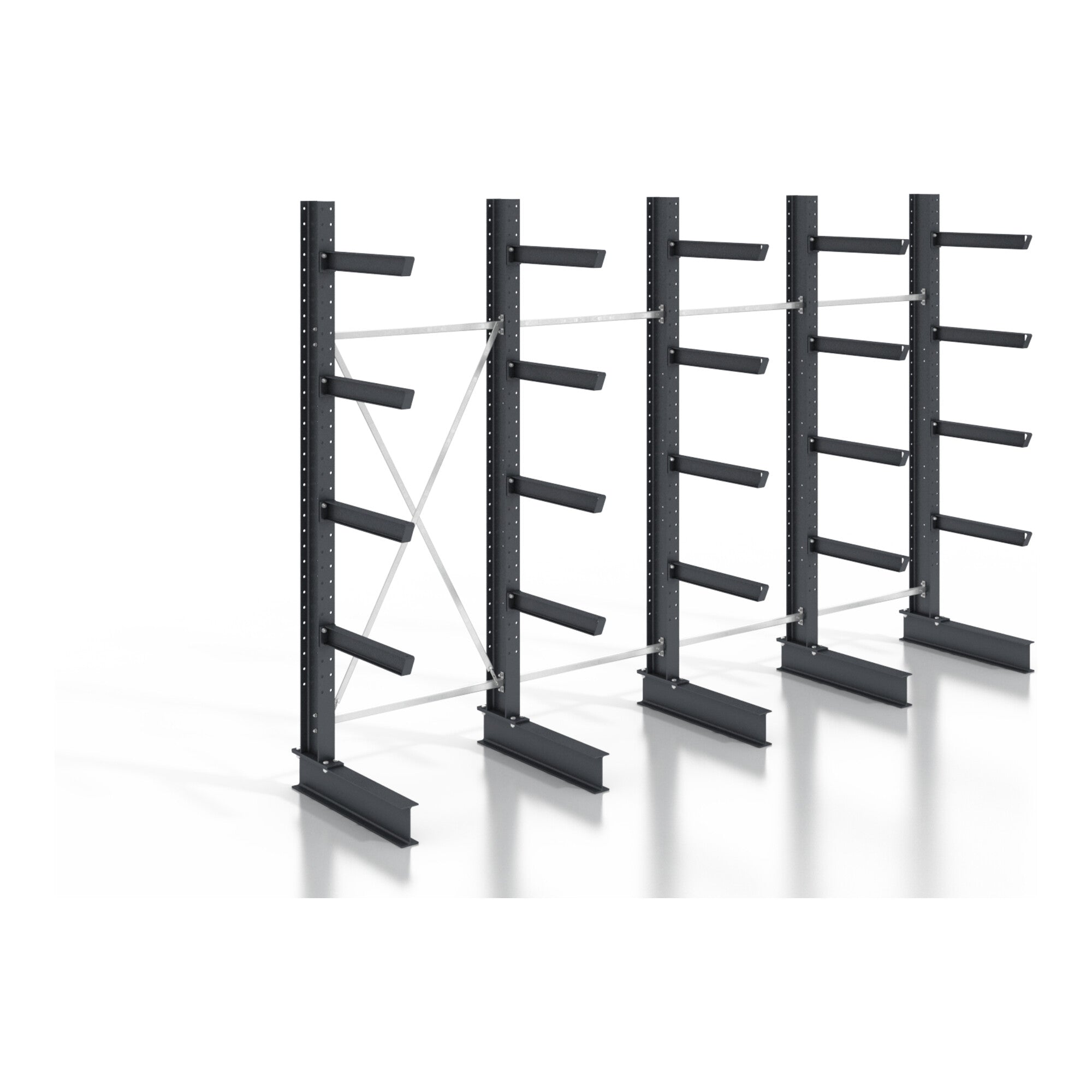 STIER cantilever rack, screwable, one-sided, 4 bays with 4 levels, 5120x2530x400mm