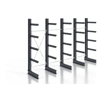STIER cantilever rack, screwable, one-sided, 4 bays with 4 levels, 5120x2530x400mm